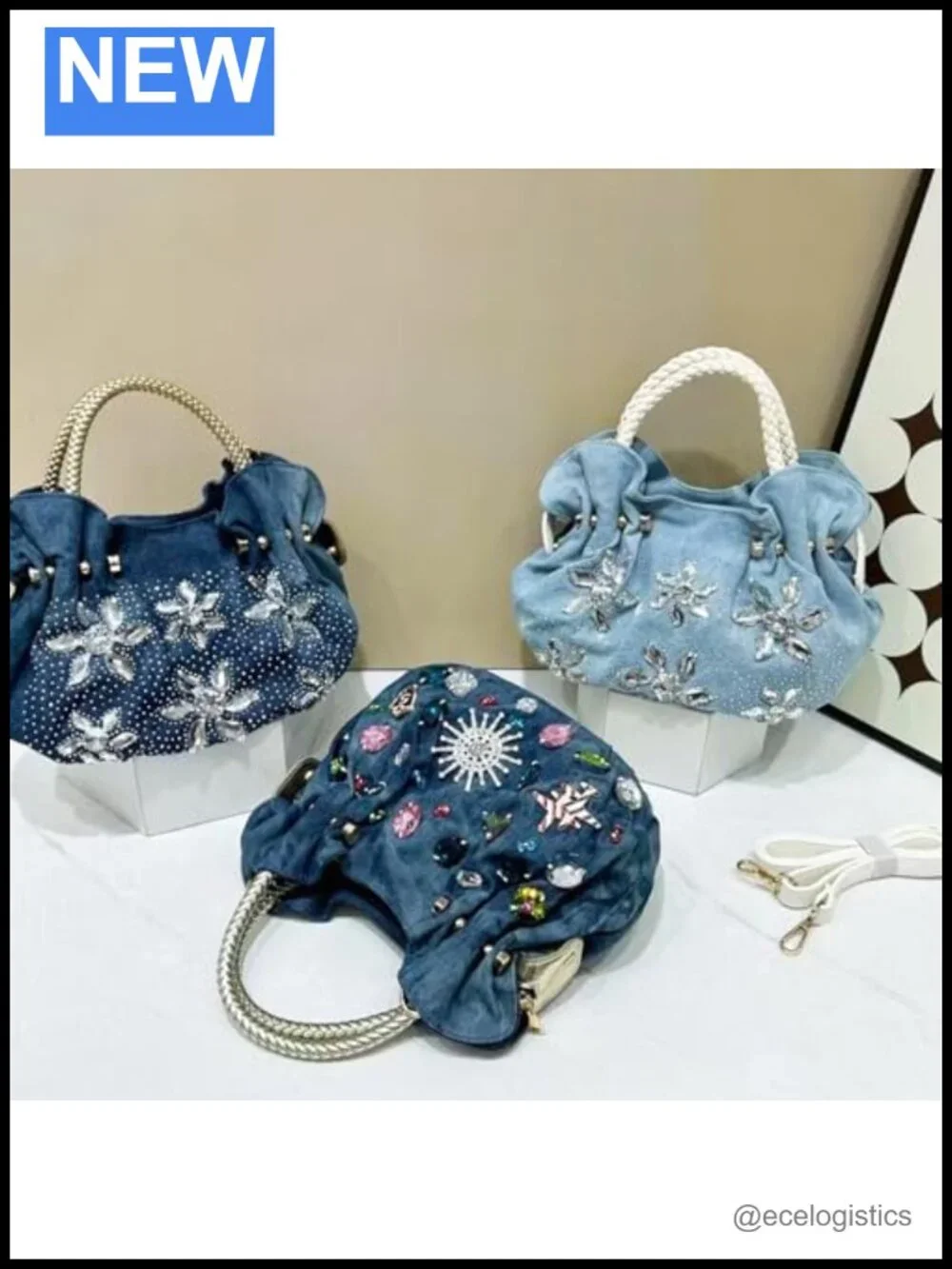Denim Tote Bag Shoulder Handbag Women Travel Daily Bag